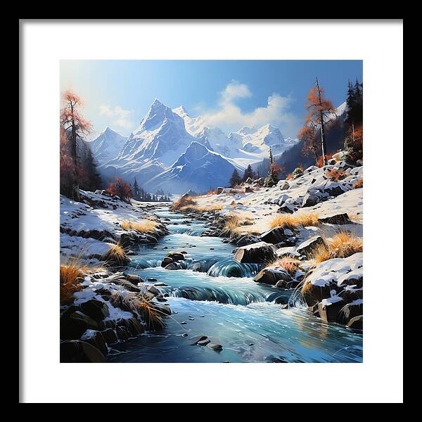 Winter Cascade - Framed Print