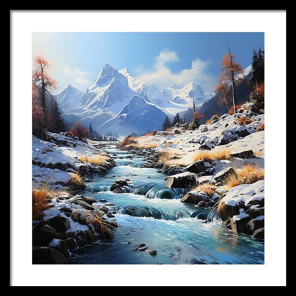 Winter Cascade - Framed Print