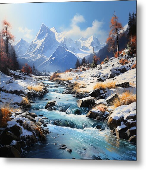 Winter Cascade - Metal Print