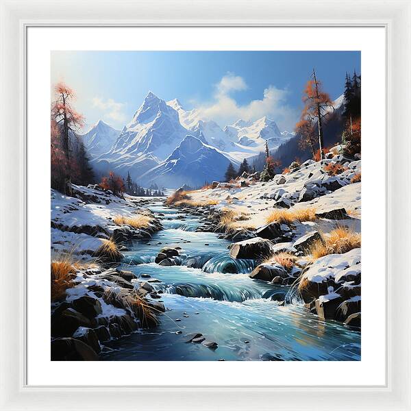 Winter Cascade - Framed Print