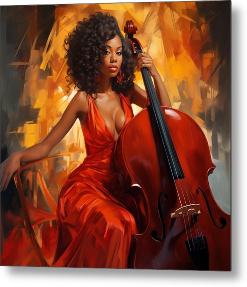 Cello's Embrace - Metal Print